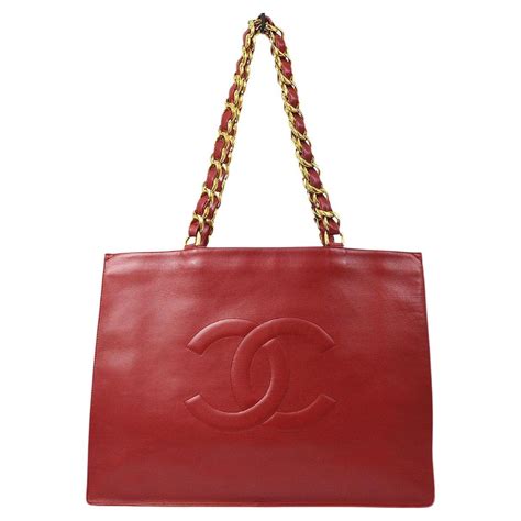 chanel red tote bag|authentic chanel tote bag.